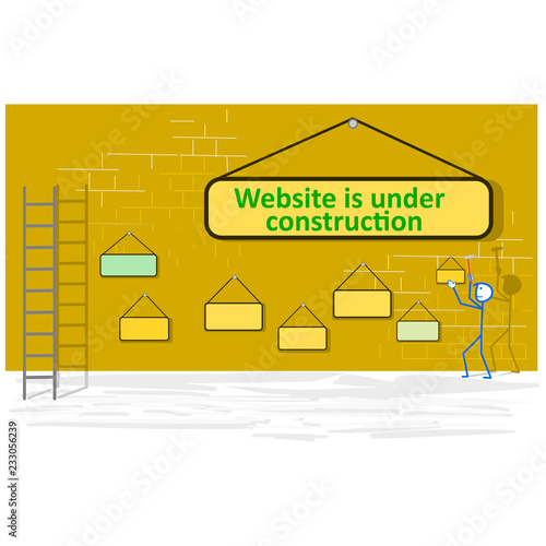 Website under construction page - vector illustration.