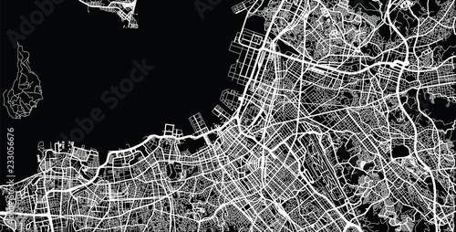 Urban vector city map of Fukuoka, Japan