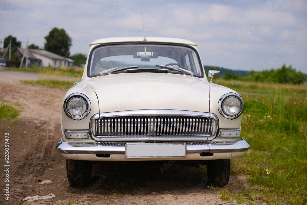 photo of a stunning retro car. old car. Nostalgia of the past. vintage