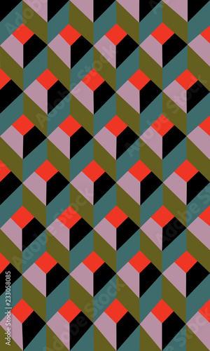 motif géométrique vintage orange