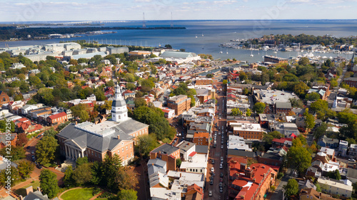 Slika na platnu Aerial Panoramic View Annapolis Maryland State House Capital City