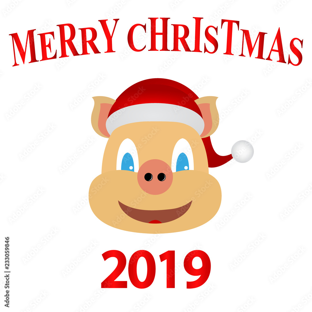 Symbol of 2019 yellow earth pig, new year card Symbol of 2019 yellow earth pig, new year card