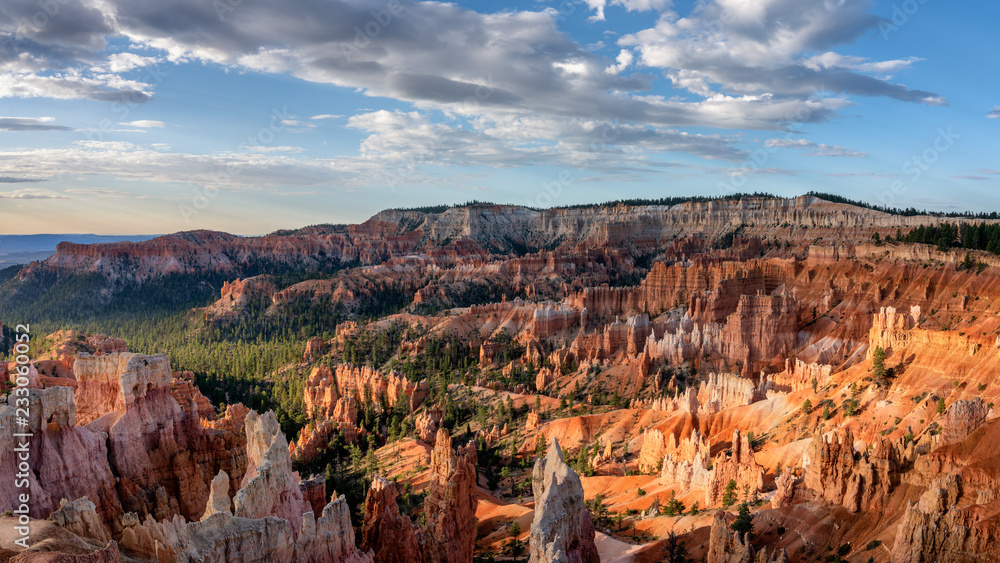 Early Morning view of the great amphitheater from the Bryce Canyon rim Early Morning view of the great amphitheater from the Bryce Canyon rim
