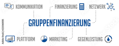 Gruppenfinanzierung Infografik Blau