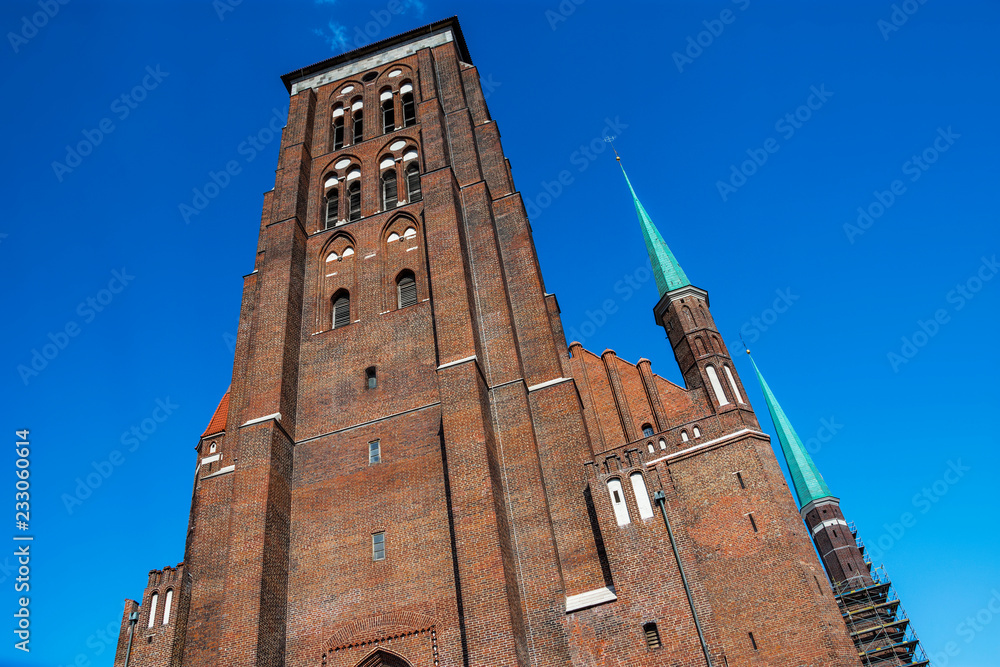 Beautiful view of St. Mary’s Church in Gdansk, Poland, the third largest brick church in the world. Beautiful view of St. Mary’s Church in Gdansk, Poland, the third largest brick church in the world.