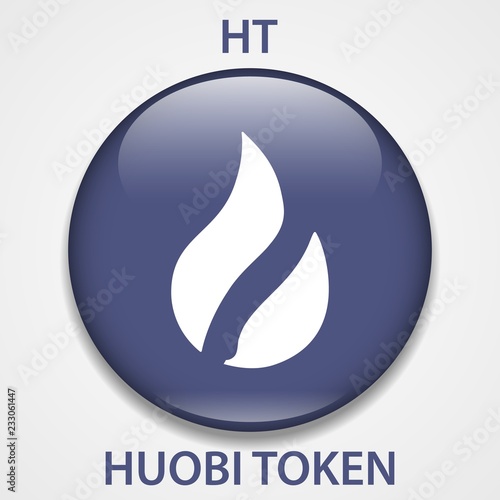 Huobi Token Coin cryptocurrency blockchain icon. Virtual electronic, internet money or cryptocoin symbol, logo