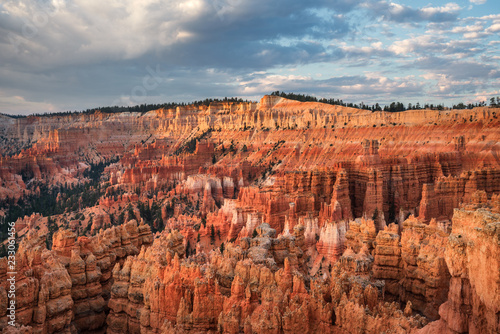 Early Morning view of the great amphitheater from the Bryce Canyon rim