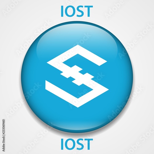 IOST Coin cryptocurrency blockchain icon. Virtual electronic, internet money or cryptocoin symbol, logo