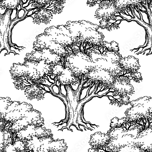 Seamless pattern with oak