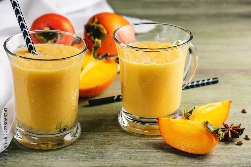 Persimmon smoothie. Stock Photo | Adobe Stock