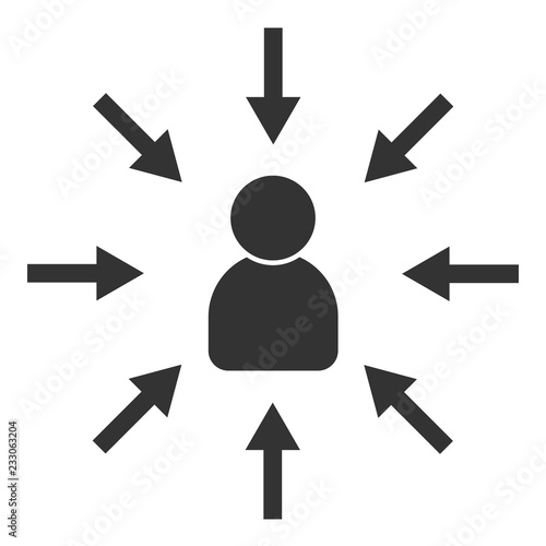 Target audience. Customer, client targeting. Consumer centricity. Focus human sign