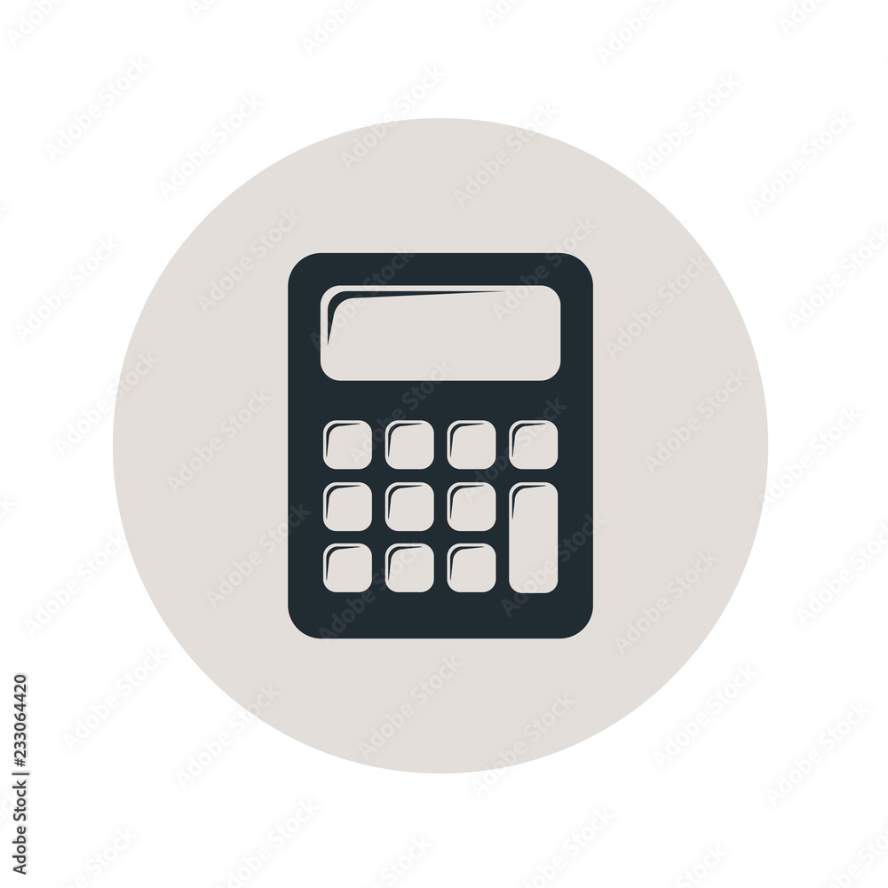 Icono plano calculadora en círculo gris Icono plano calculadora en círculo gris