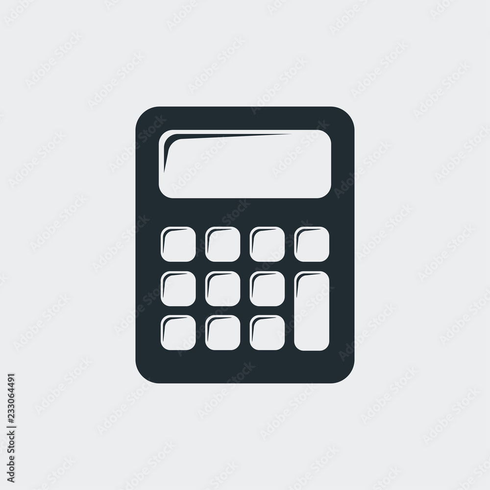 Icono plano calculadora en fondo gris Icono plano calculadora en fondo gris