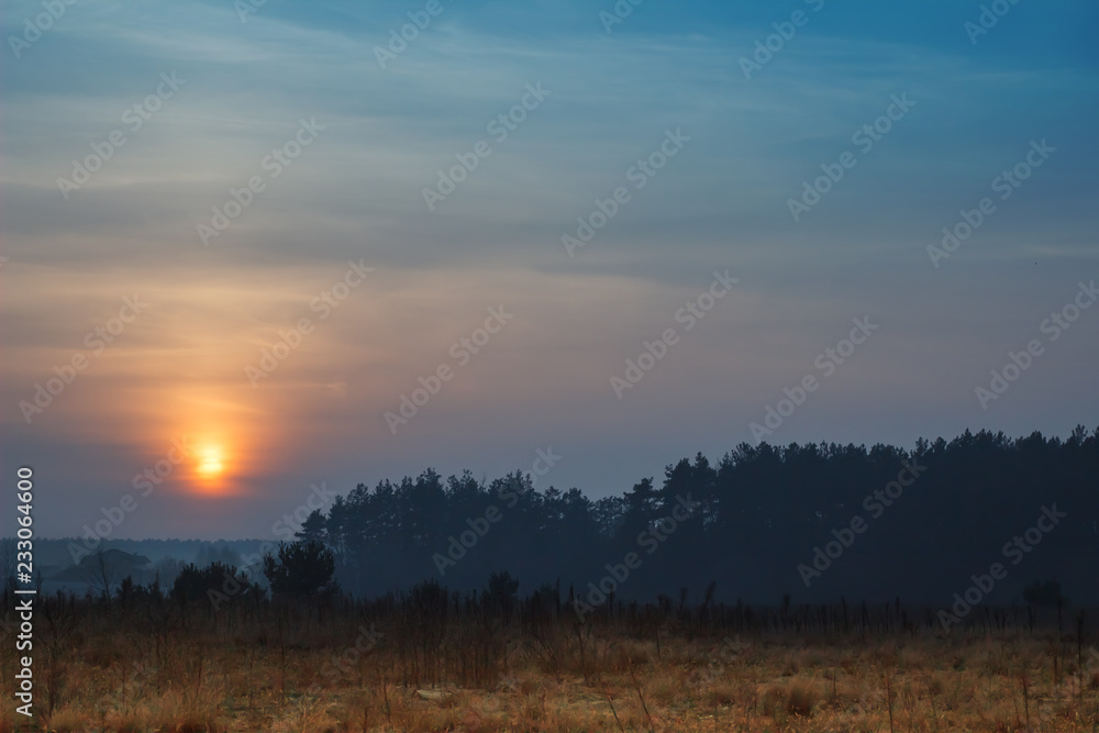 Beautiful autumn sunset over the forest Beautiful autumn sunset over the forest