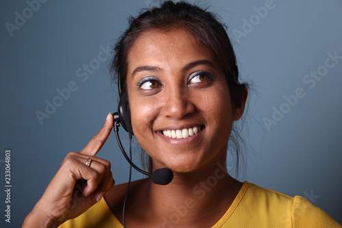 Woman with a headset