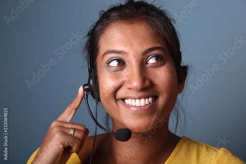 Woman with a headset