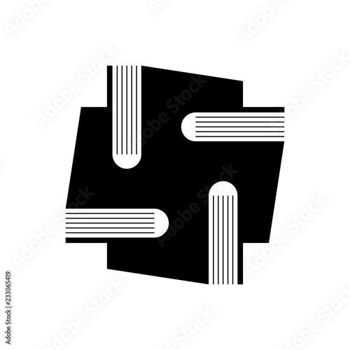Icono plano libros en forma de cruz en color negro