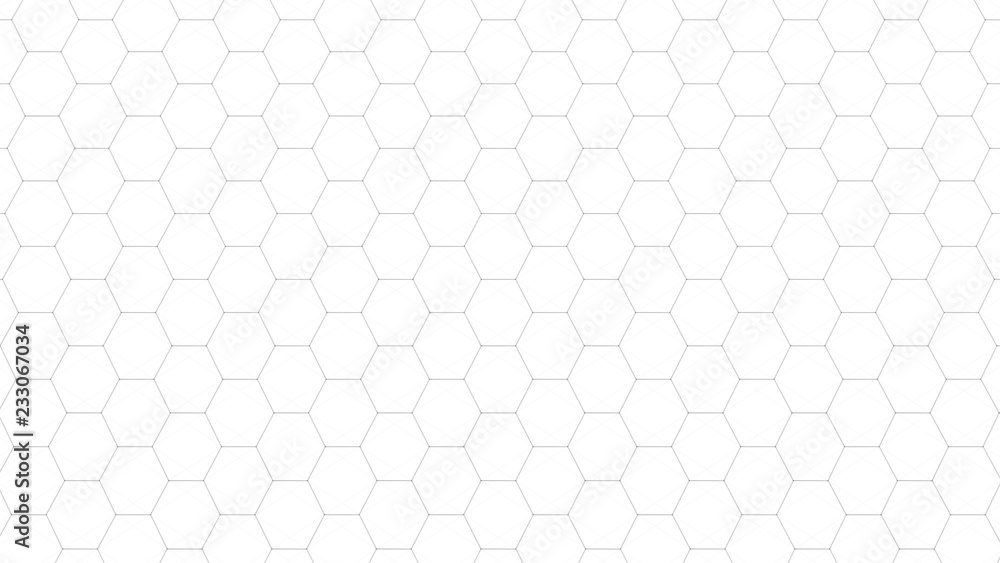 Fototapeta Abstract white futuristic background. Background with hexagons. Connecting dots and lines on white background. 4k rendering.