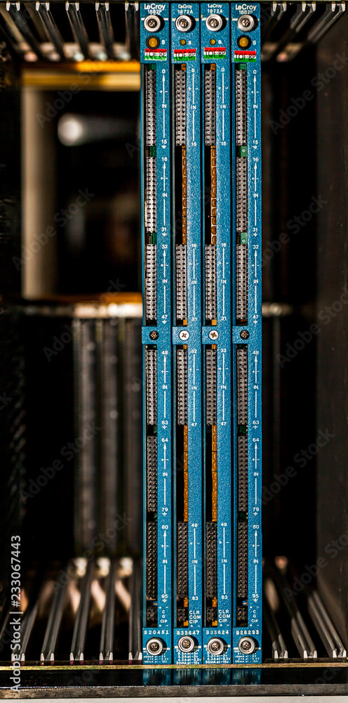 Fototapeta premium A 19 inch crate equipped with LeCroy Transient Recorder Module boards.
