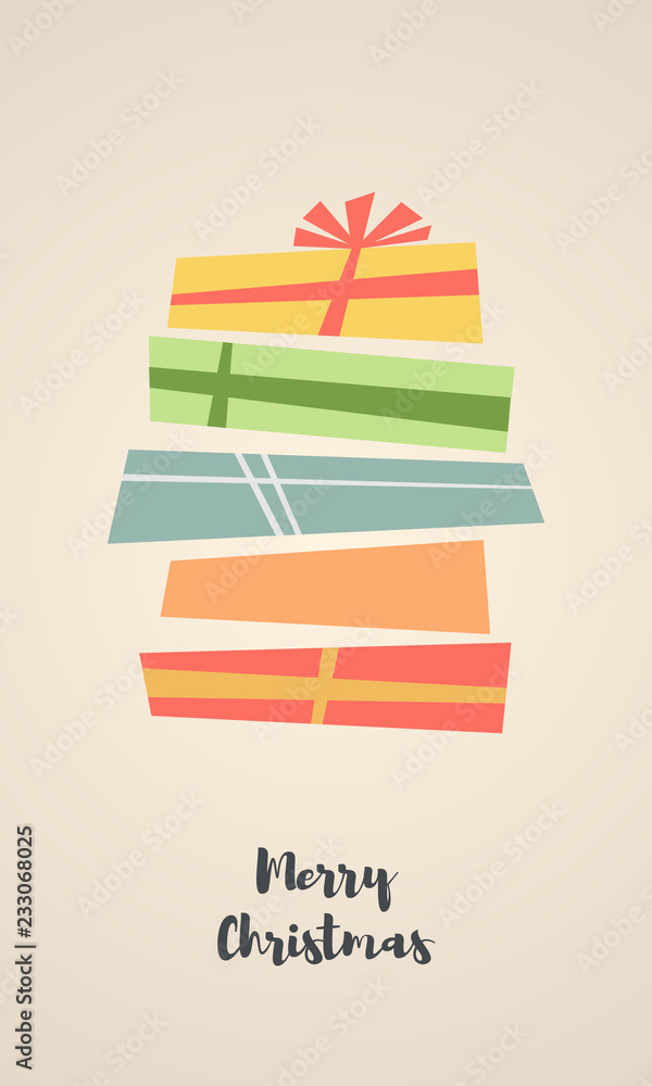 Fototapeta premium Holiday Christmas background with a gift boxes. Vector Illustration. Flat style vector concept.