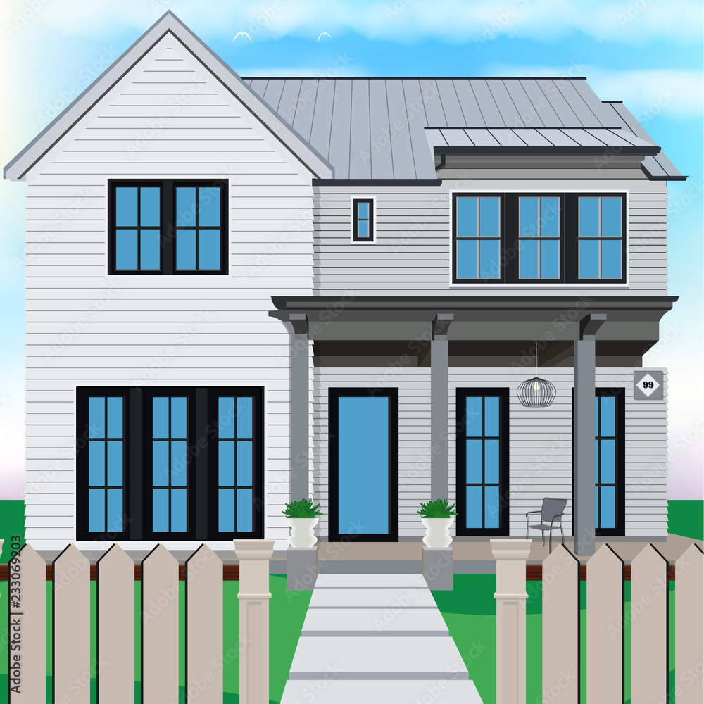 Real estate set with sale houses vector illustration. Family dream home set. Vacation houses in rural area. Advertising design elements. Real estate business concept. Facade apartment house, cottage.