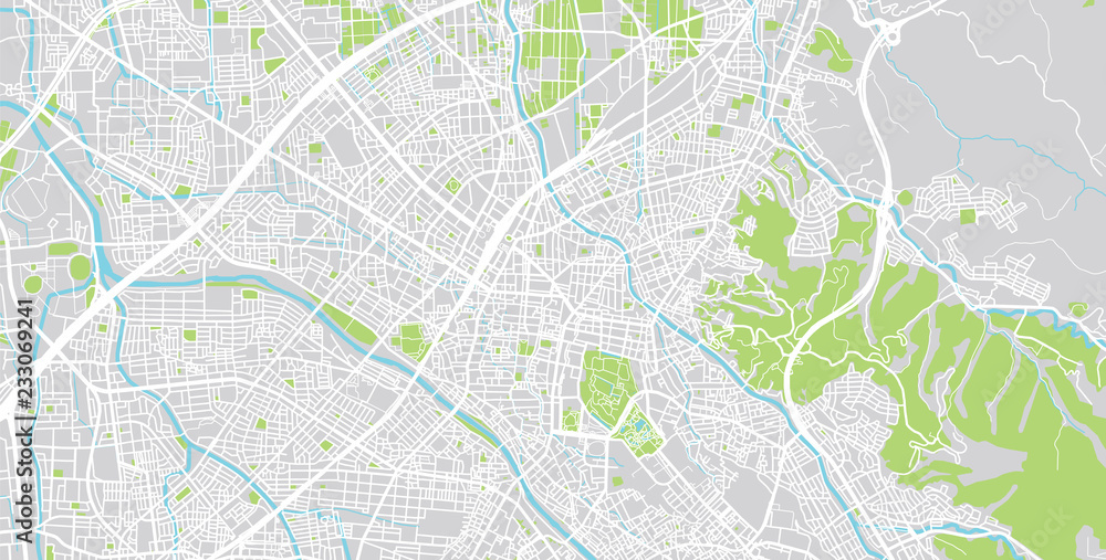 Naklejka Urban vector city map of Kanazawa, Japan