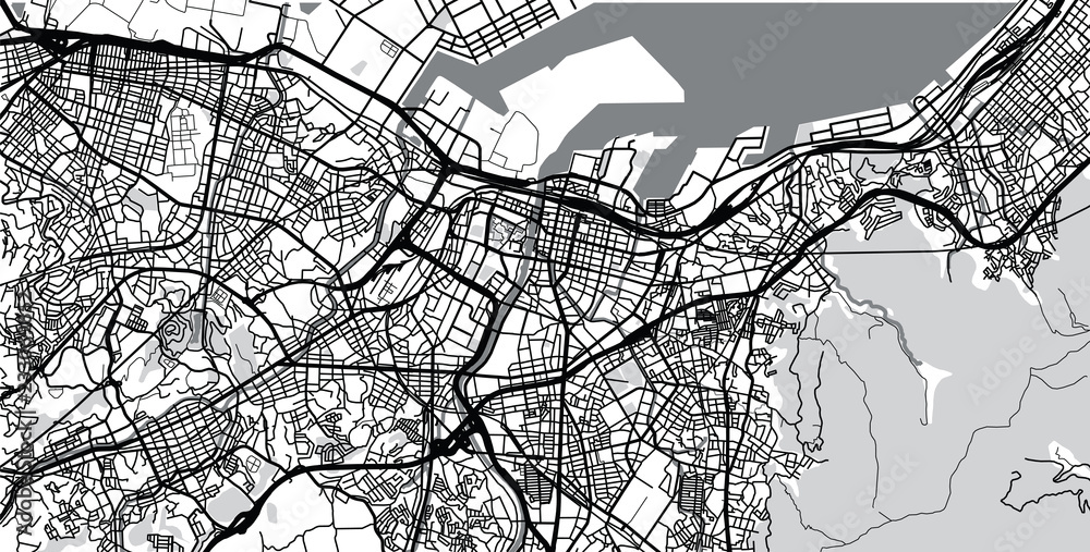 Fototapeta Urban vector city map of Kitakyushu, Japan
