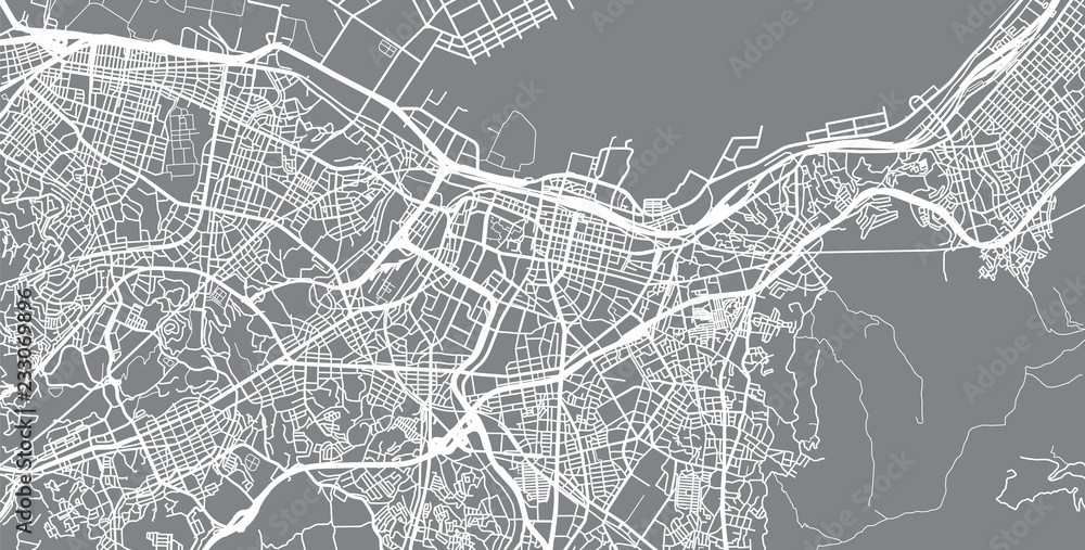 Urban vector city map of Kitakyushu, Japan