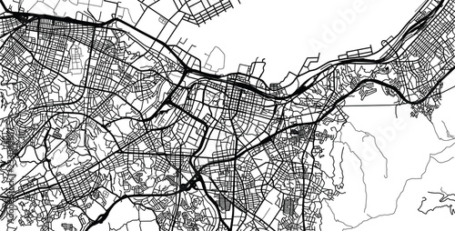 Urban vector city map of Kitakyushu, Japan
