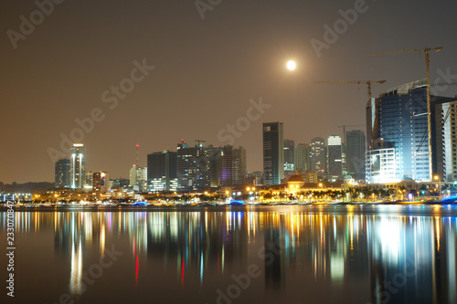 Принти на полотні Long exposure night view of Marginal de Luanda with full moon and Mars moments b