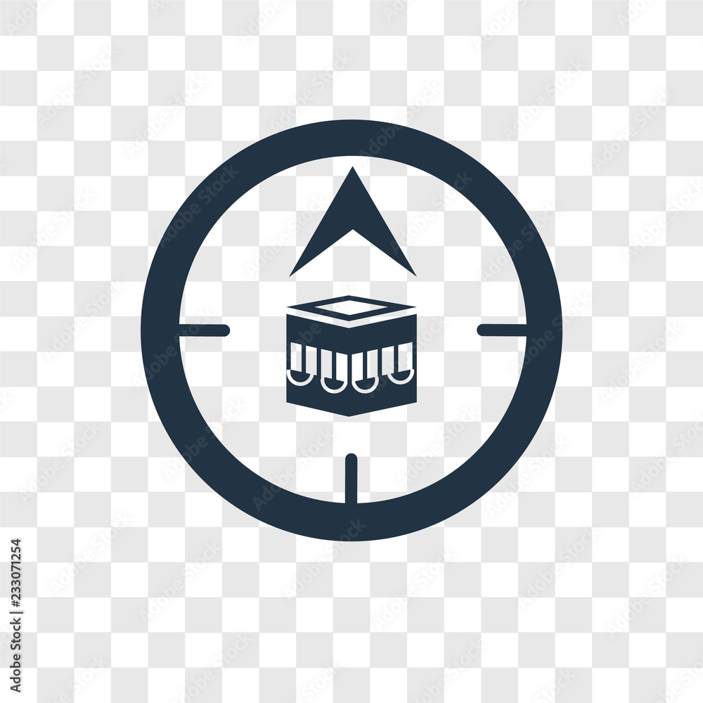 Qibla vector icon isolated on transparent background, Qibla