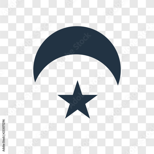 Crescent Moon and Star vector icon isolated on transparent background, Crescent Moon and Star transparency logo design