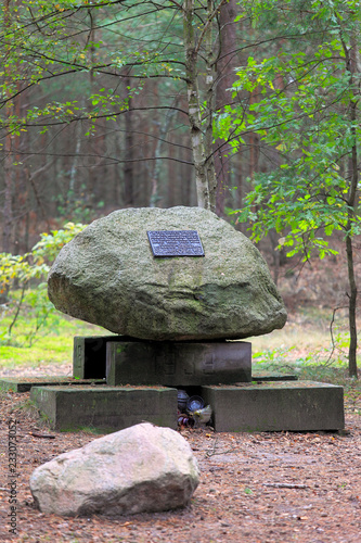 Palmiry, Mazovia, Poland - Historic monument of the World War II armor battle from 1939 in the Kampinoski National Park forest. photo