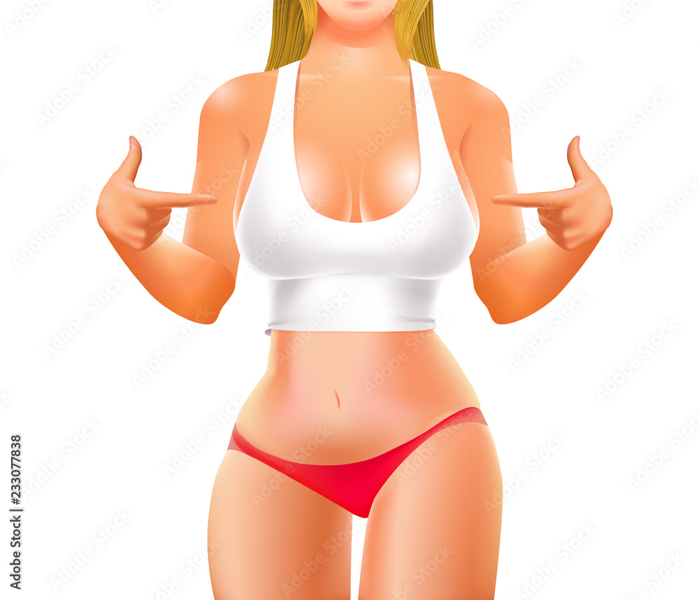 Blonde girl in swimsuit. Summer poster. Vector illustration. Blonde girl in swimsuit. Summer poster. Vector illustration.