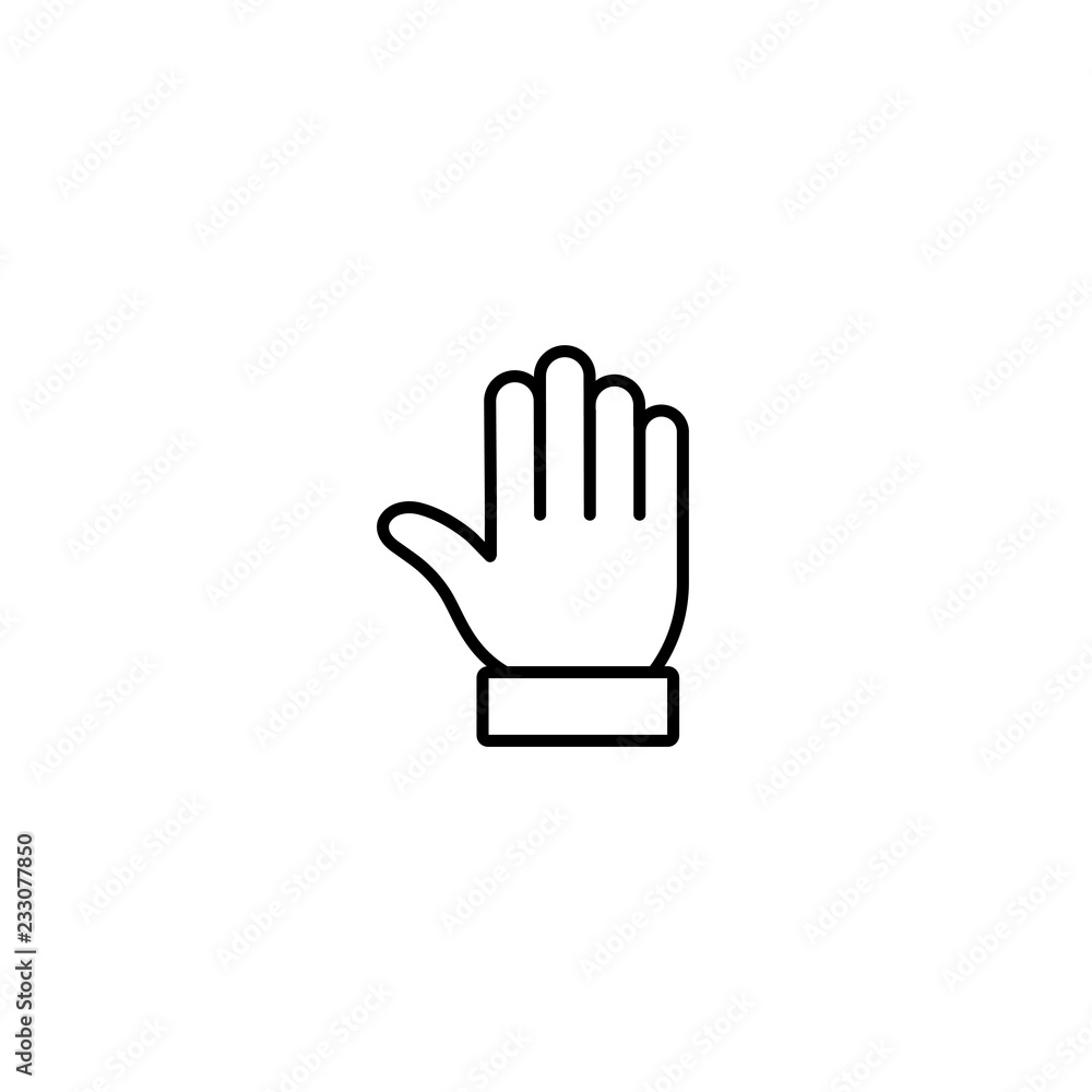 greeting emoji hand symbol line black icon on white background Stock