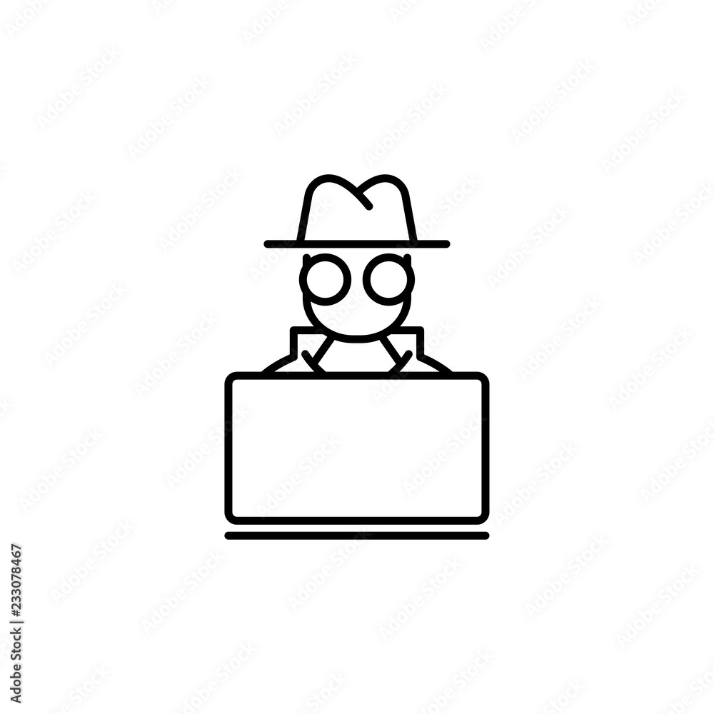 Fototapeta premium hacker; incognito symbol; line black icon on white background