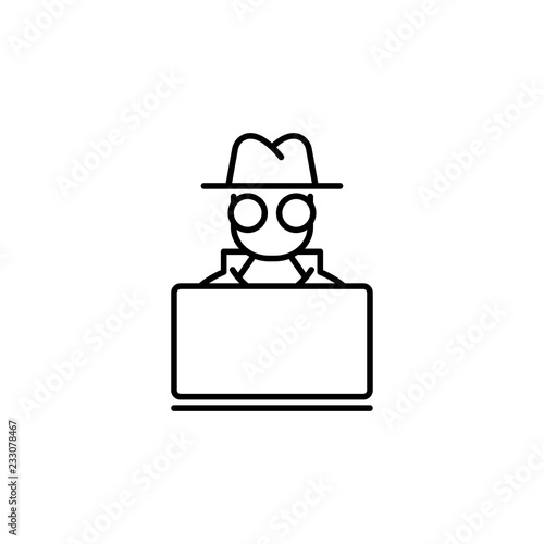 hacker; incognito symbol; line black icon on white background