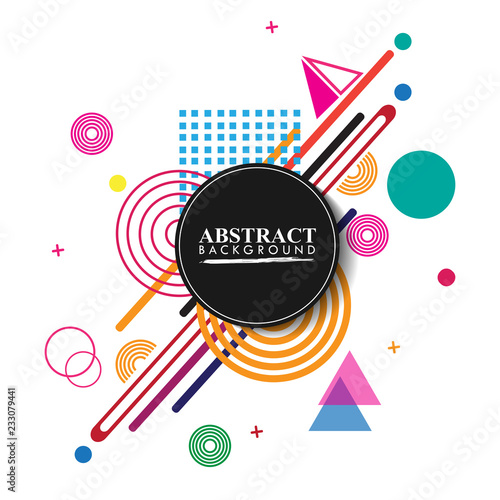 Abstract geometric background. Colorful image.Modern style abstraction with composition made of various rounded shapes in color. Vector illustration.