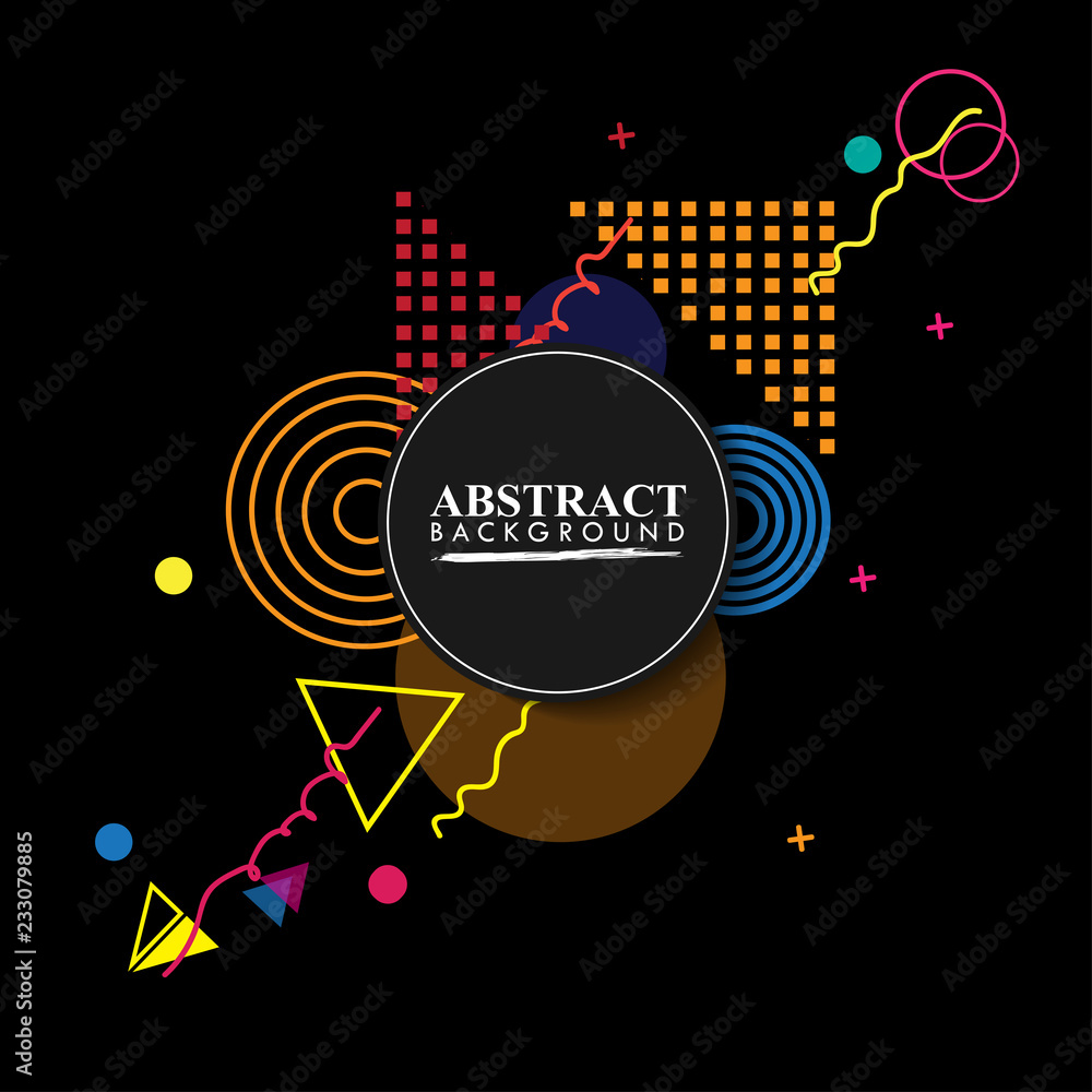 Fototapeta premium Abstract geometric background. Colorful image.Modern style abstraction with composition made of various rounded shapes in color. Vector illustration.