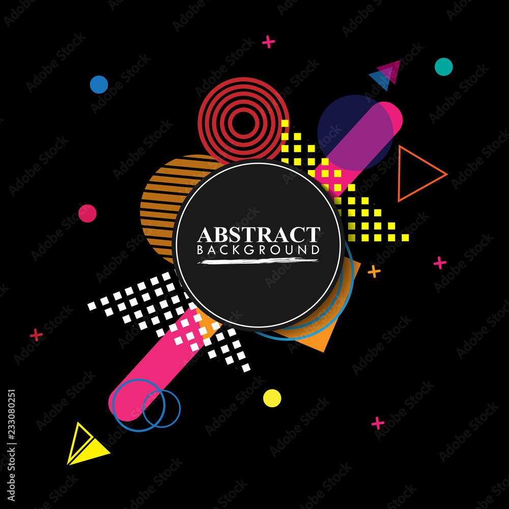 Abstract geometric background. Colorful image.Modern style abstraction with composition made of various rounded shapes in color. Vector illustration.