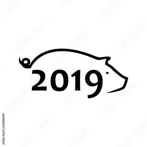 Pig Fork 2019 China New Year Logo Vector