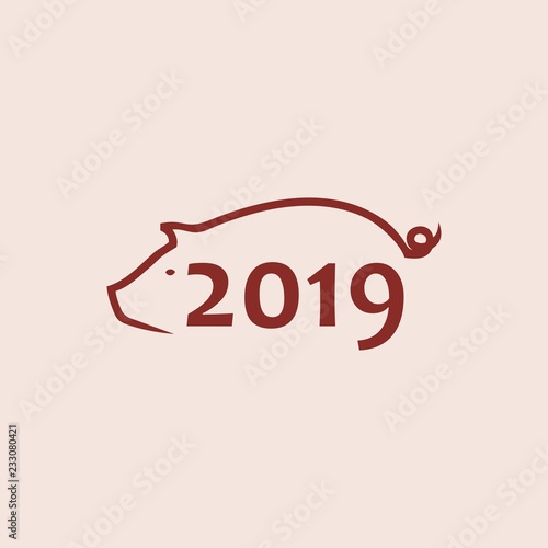 Pig Fork 2019 China New Year Logo Vector