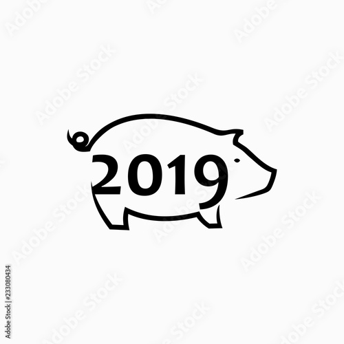 Pig Fork 2019 China New Year Logo Vector