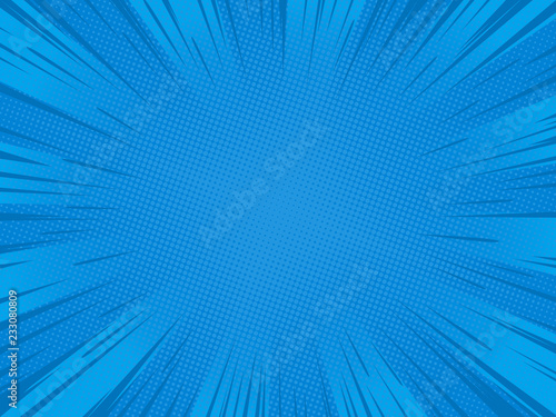 Radial blue speed lines for comic books. Explosion background