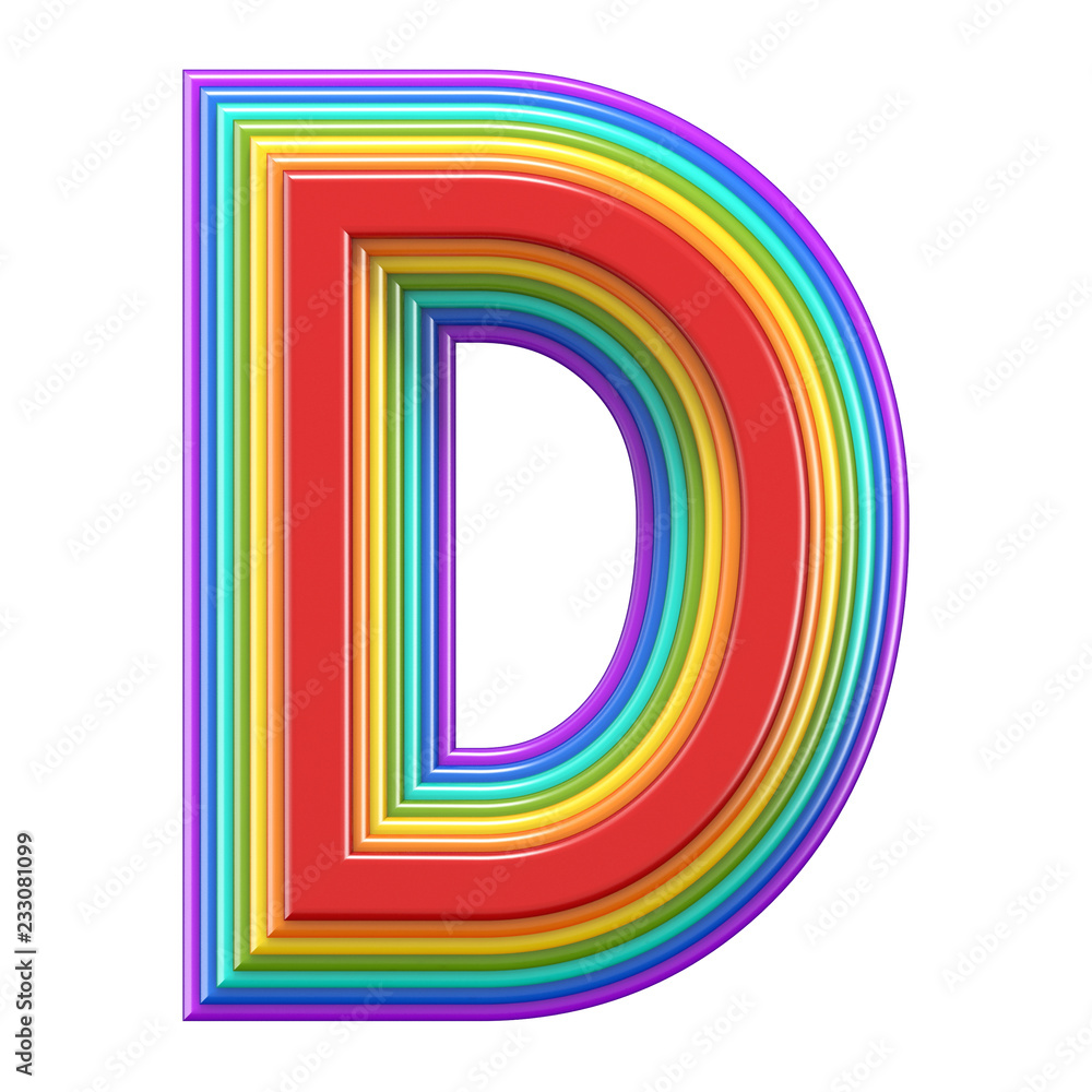 Concentric rainbow font letter D 3D Concentric rainbow font letter D 3D