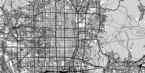 Urban vector city map of Kyoto, Japan