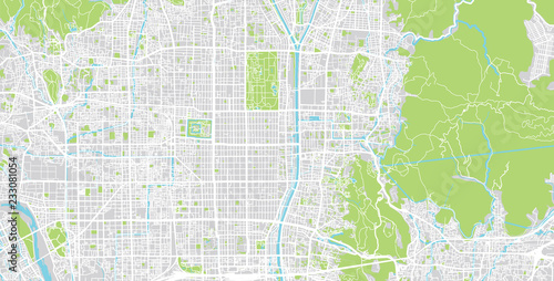 Obraz na plátně Urban vector city map of Kyoto, Japan