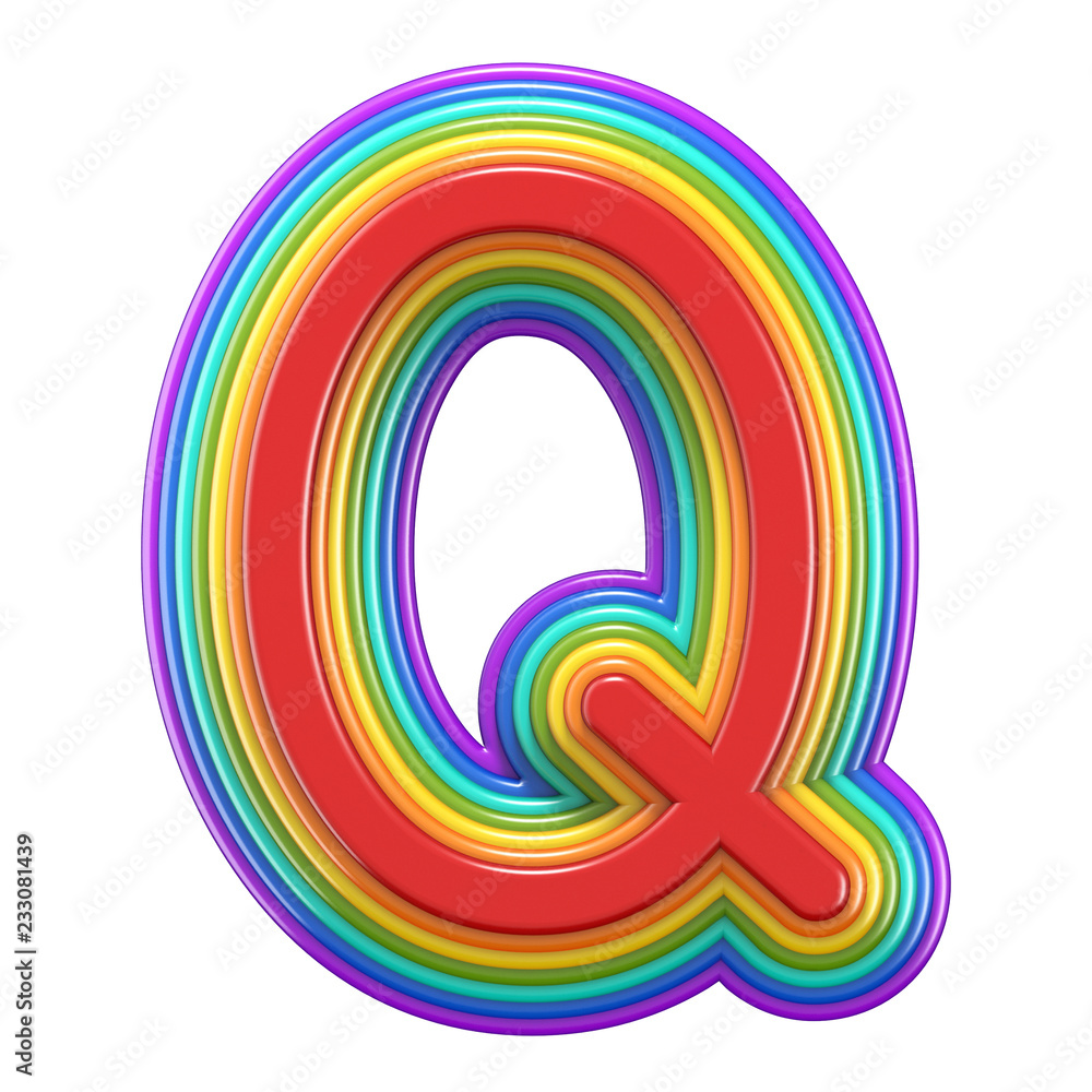 Concentric rainbow font letter Q 3D Concentric rainbow font letter Q 3D