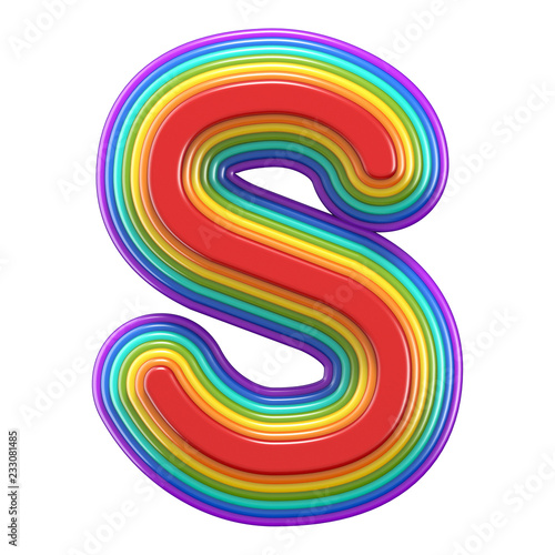 Concentric rainbow font letter S 3D