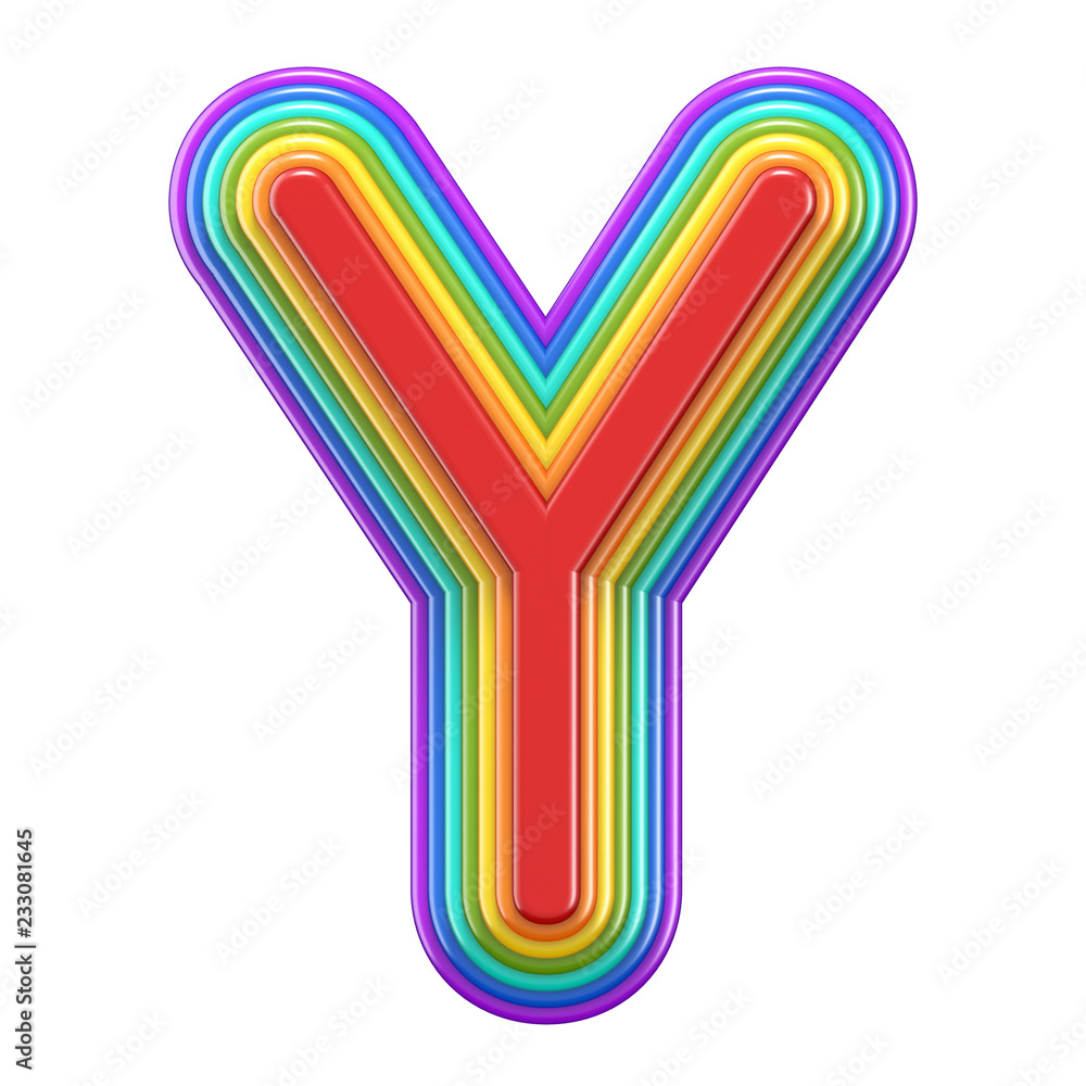Concentric rainbow font letter Y 3D Concentric rainbow font letter Y 3D